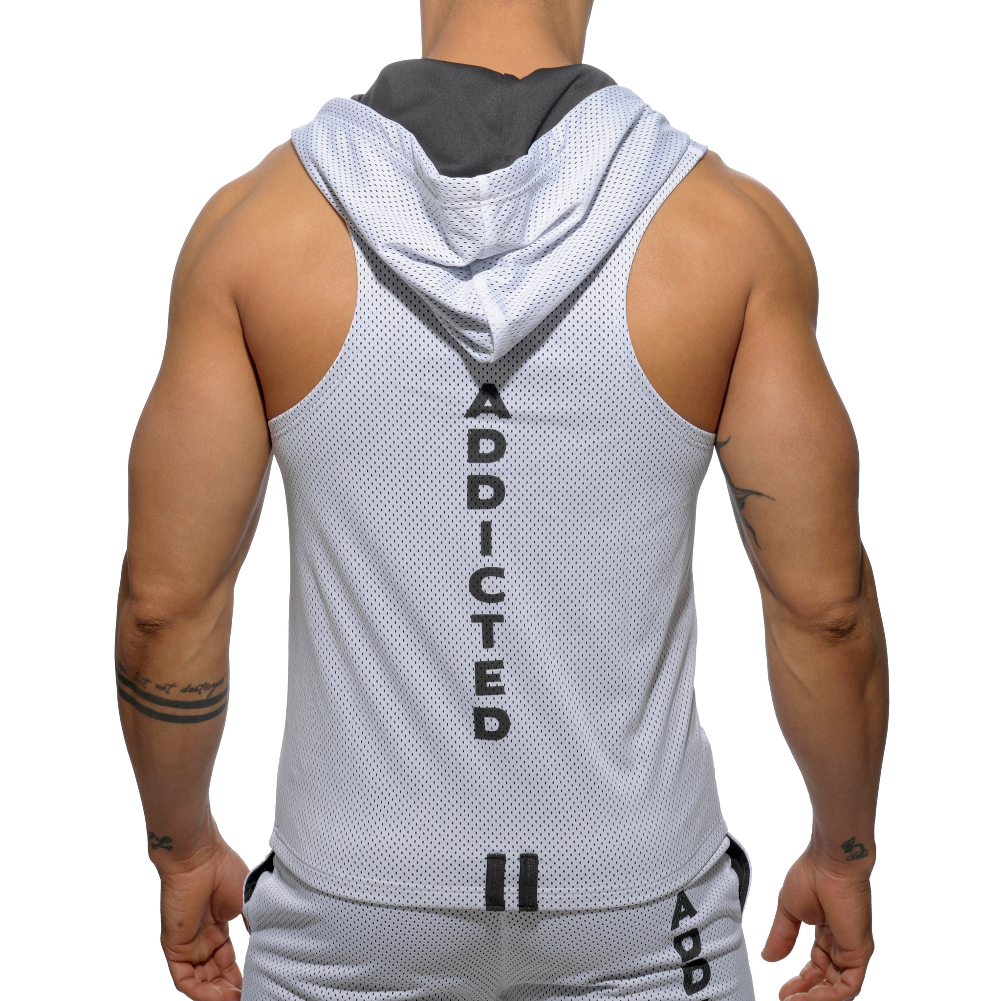 Addicted Sleeveless Loop-Mesh Hoody White AD355
