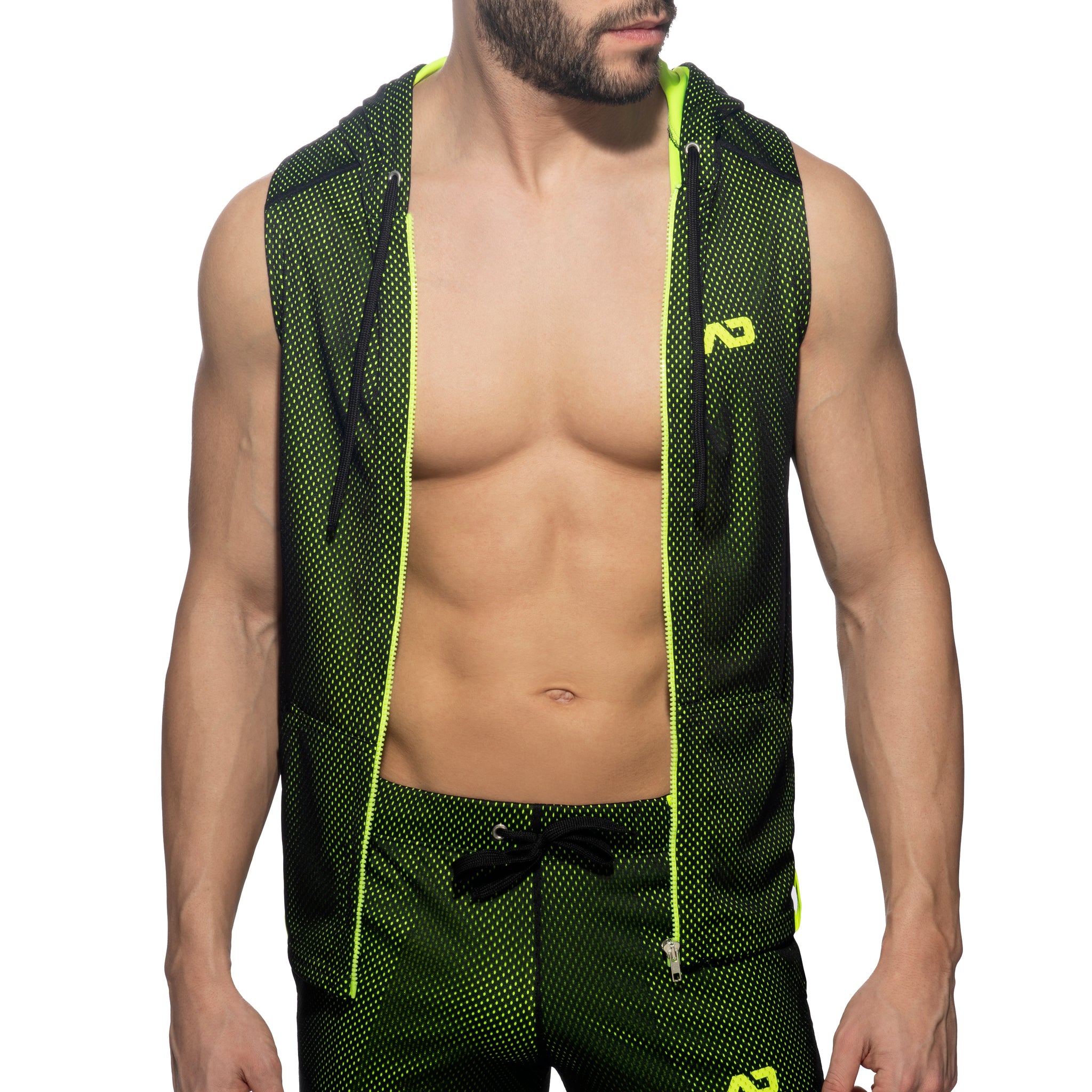 Addicted Sleeveless Loop-Mesh Hoody Black AD355