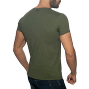 Addicted Bear Round Neck T-Shirt Khaki AD424