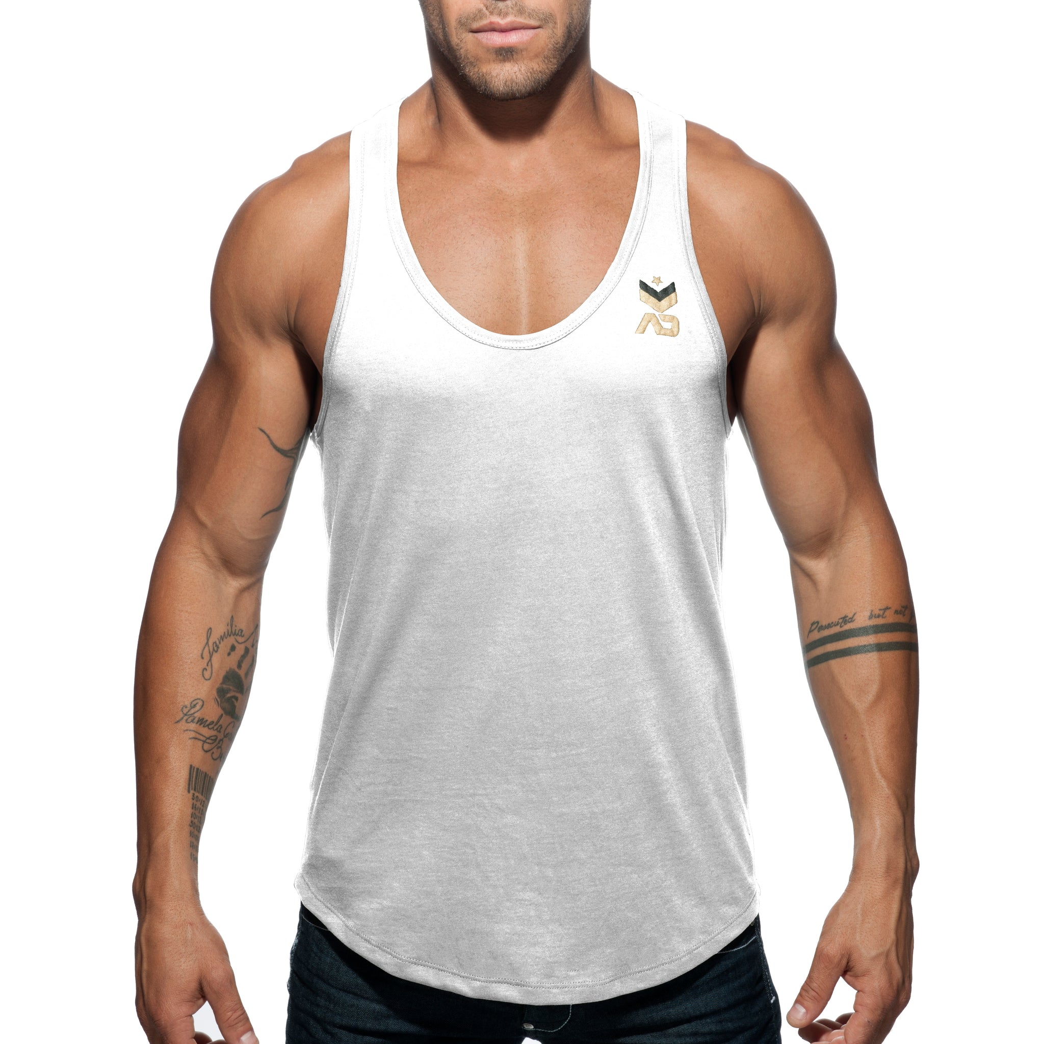 Addicted Military Tank Top White AD611