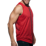 Addicted Double Stripe Tank Top Red AD671