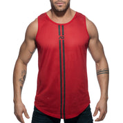 Addicted Double Stripe Tank Top Red AD671
