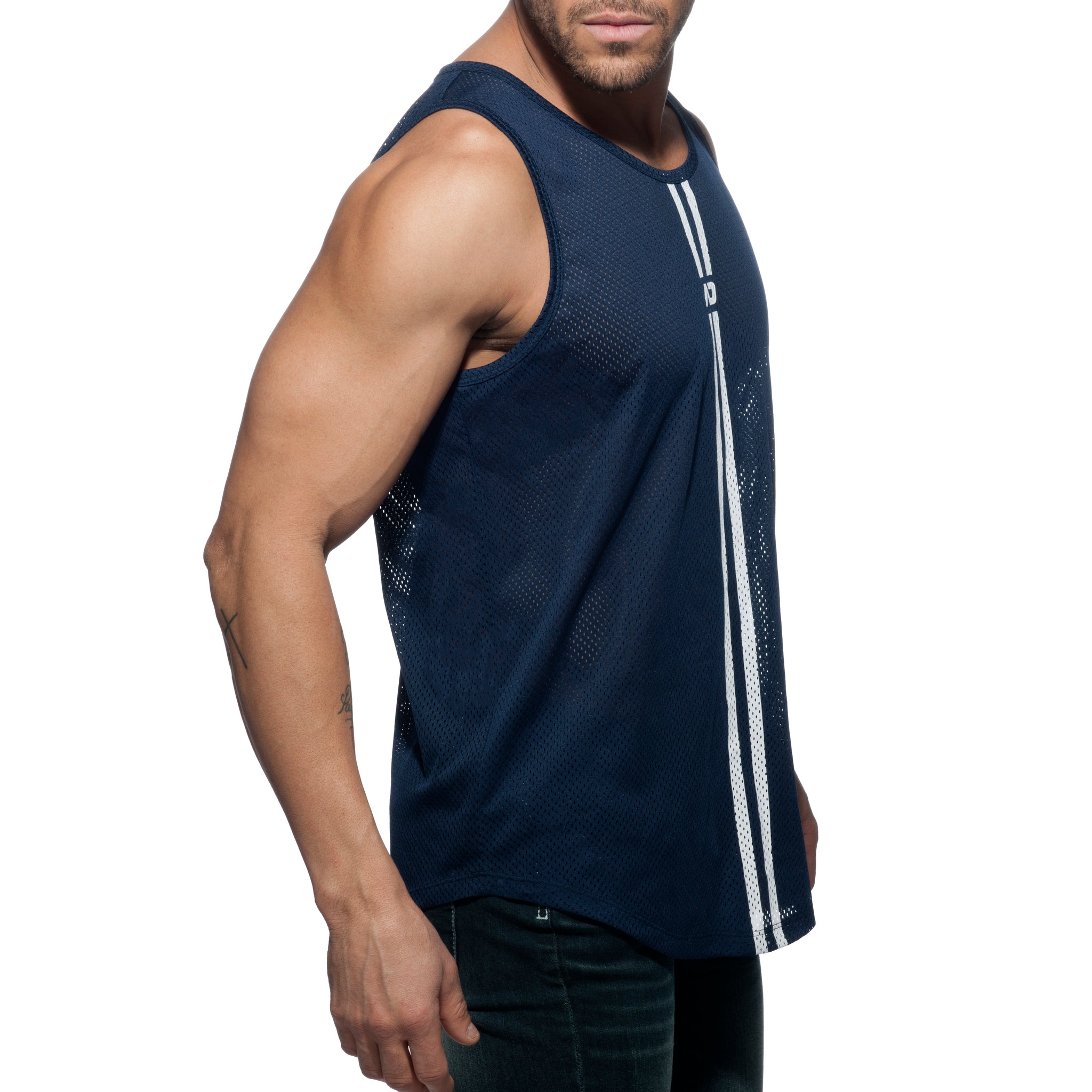 Addicted Double Stripe Tank Top Navy AD671