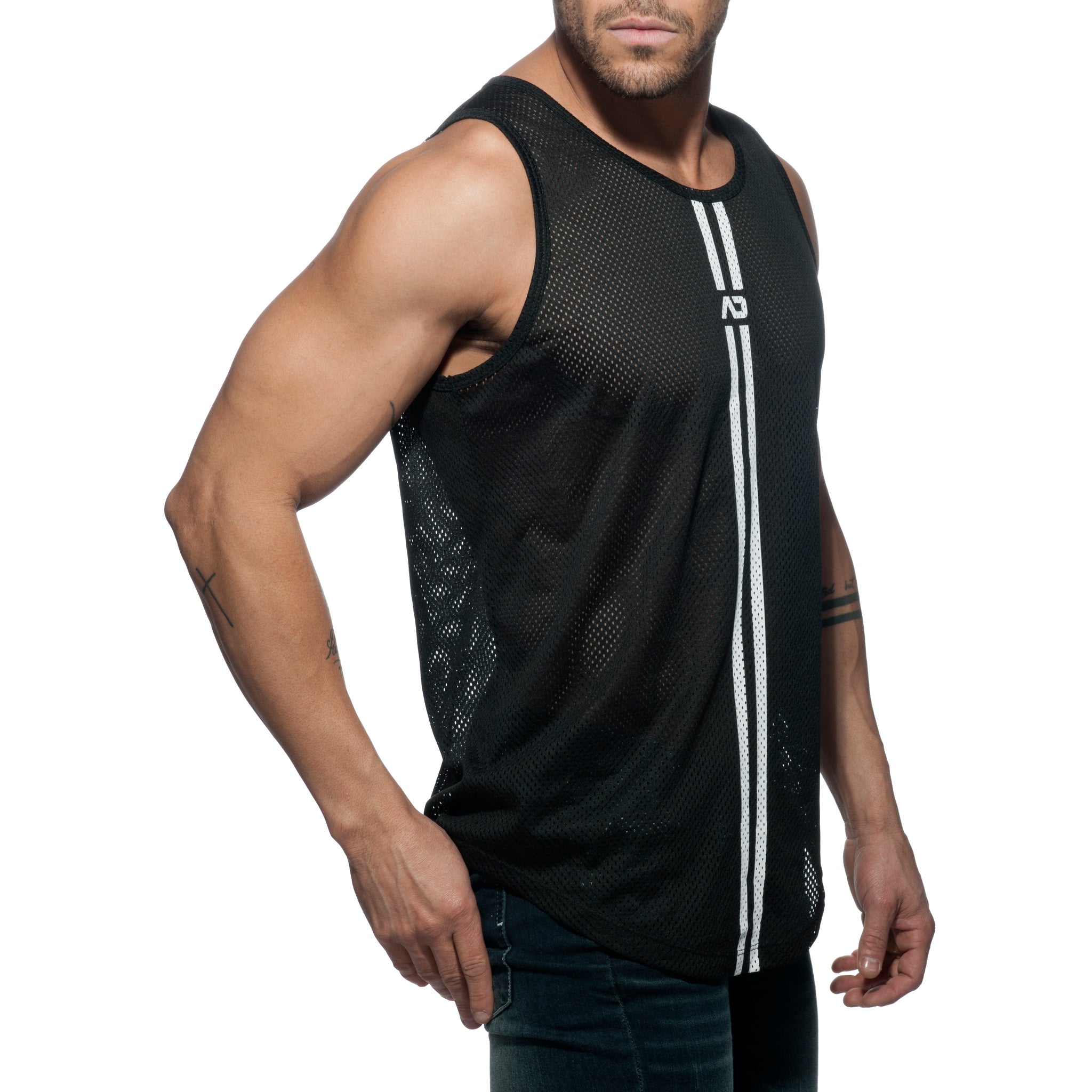 Addicted Double Stripe Tank Top Black AD671