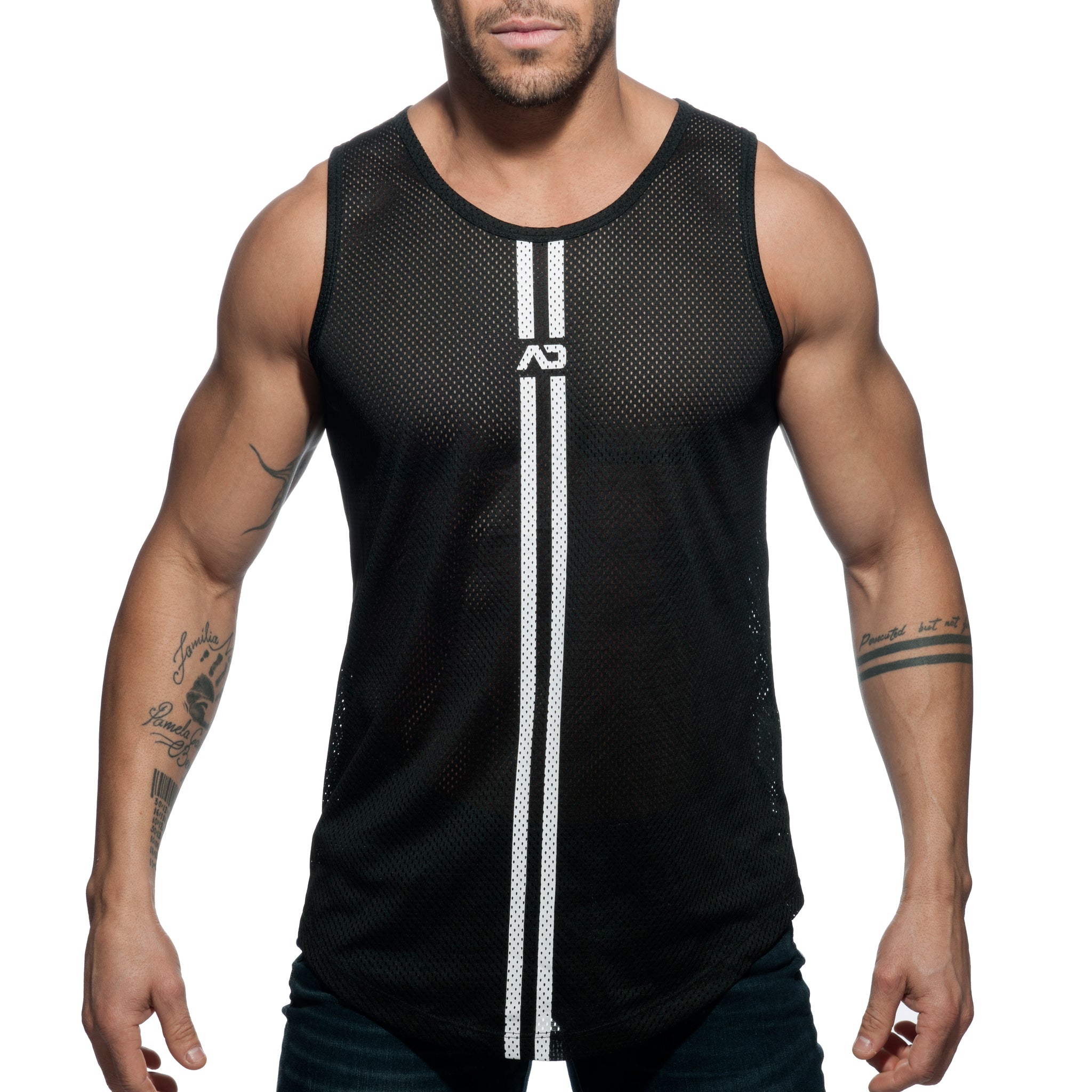 Addicted Double Stripe Tank Top Black AD671