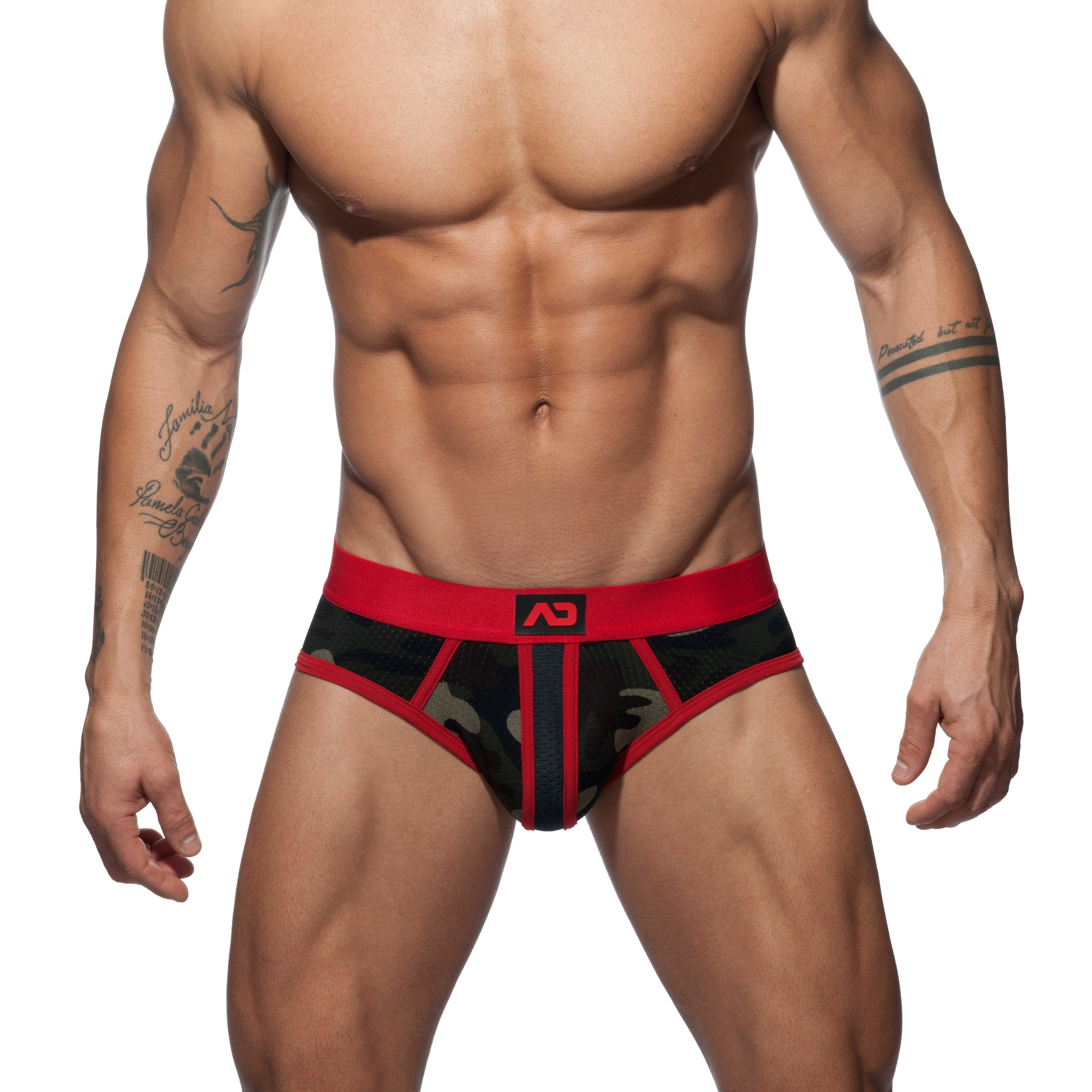 Addicted Camo Stripe Brief Red AD764