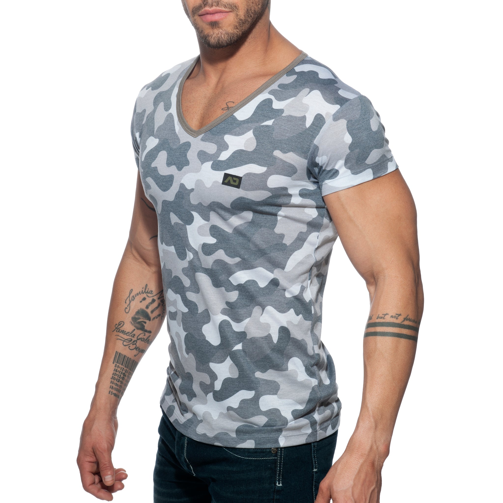 Addicted Washed Camo T-Shirt Grey Camouflage AD800