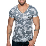 Addicted Washed Camo T-Shirt Grey Camouflage AD800