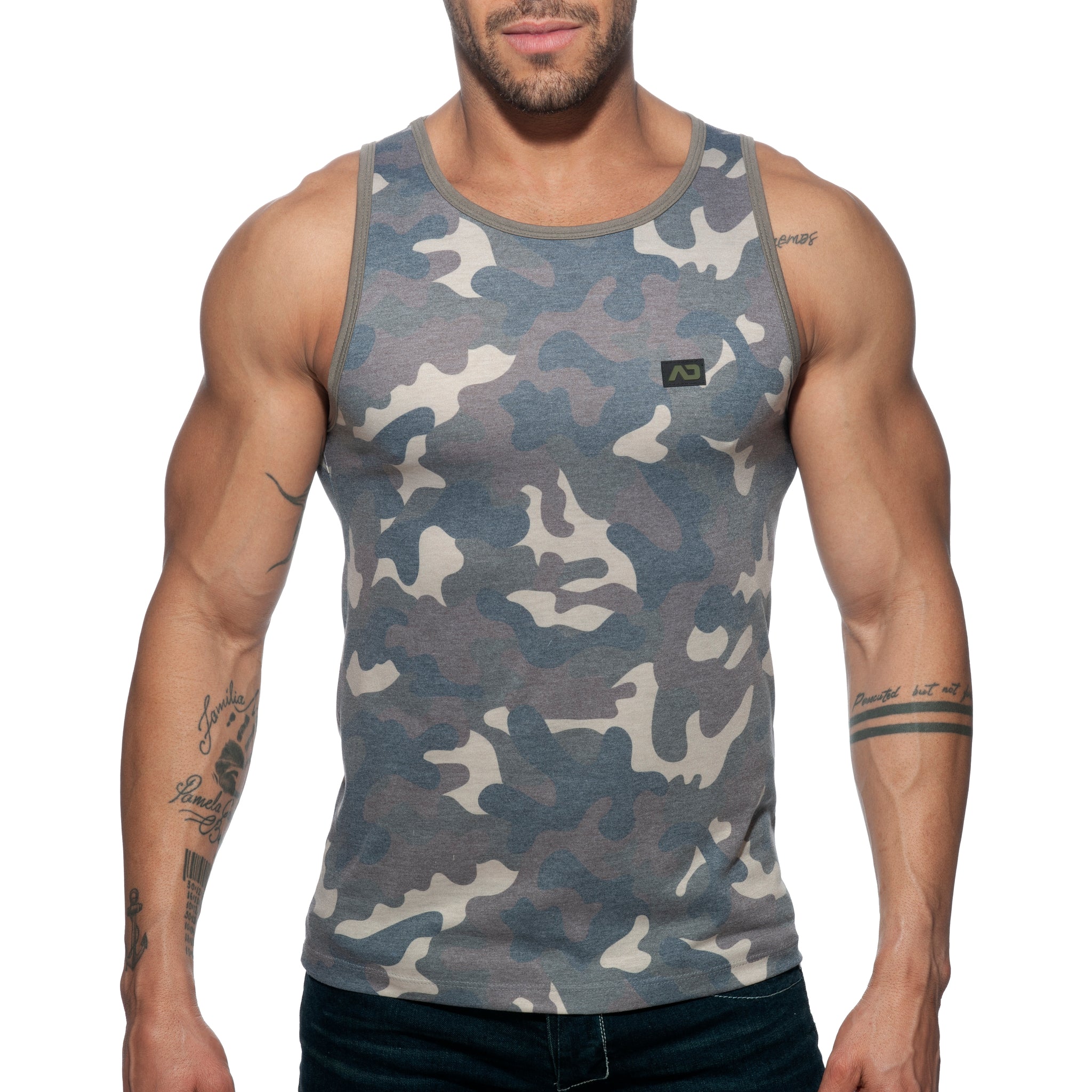 Addicted Washed Camo Tank Top Camouflage AD801