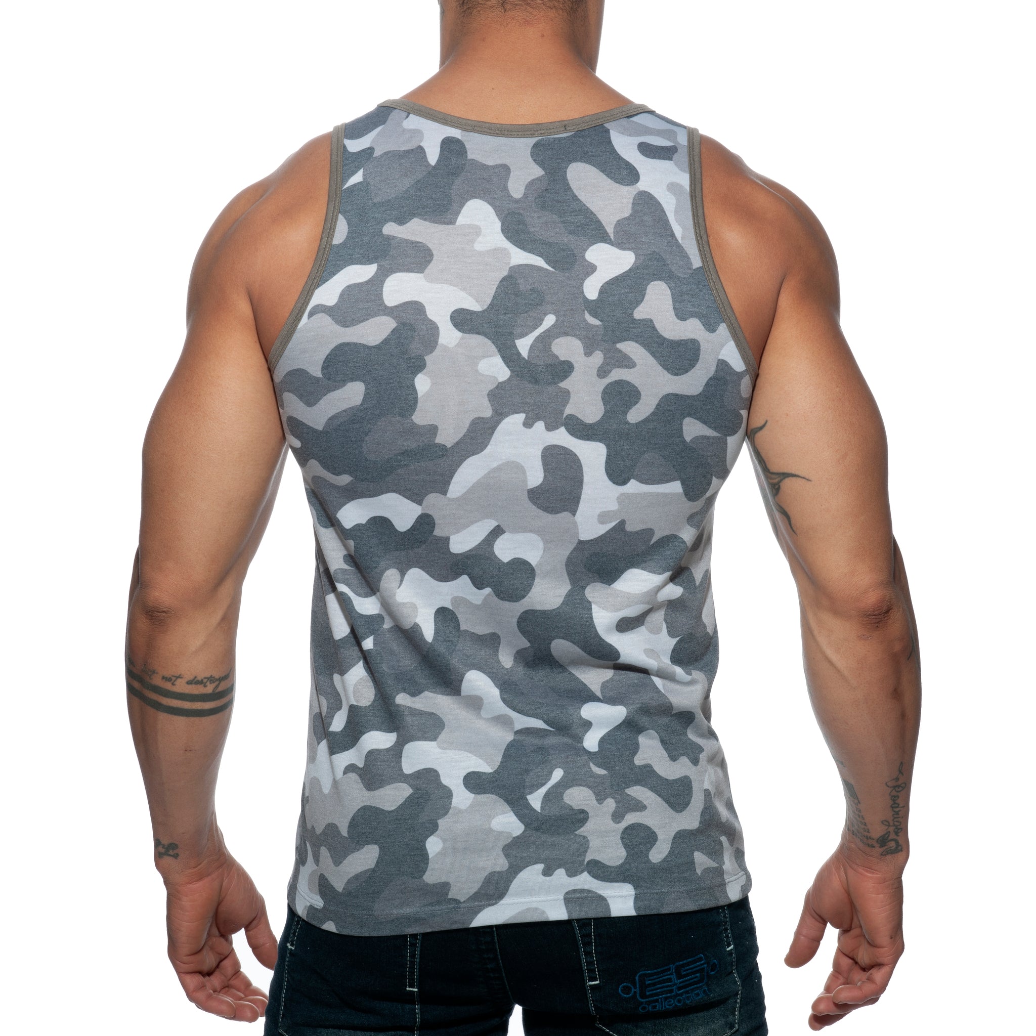 Addicted Washed Camo Tank Top Grey Camouflage AD801
