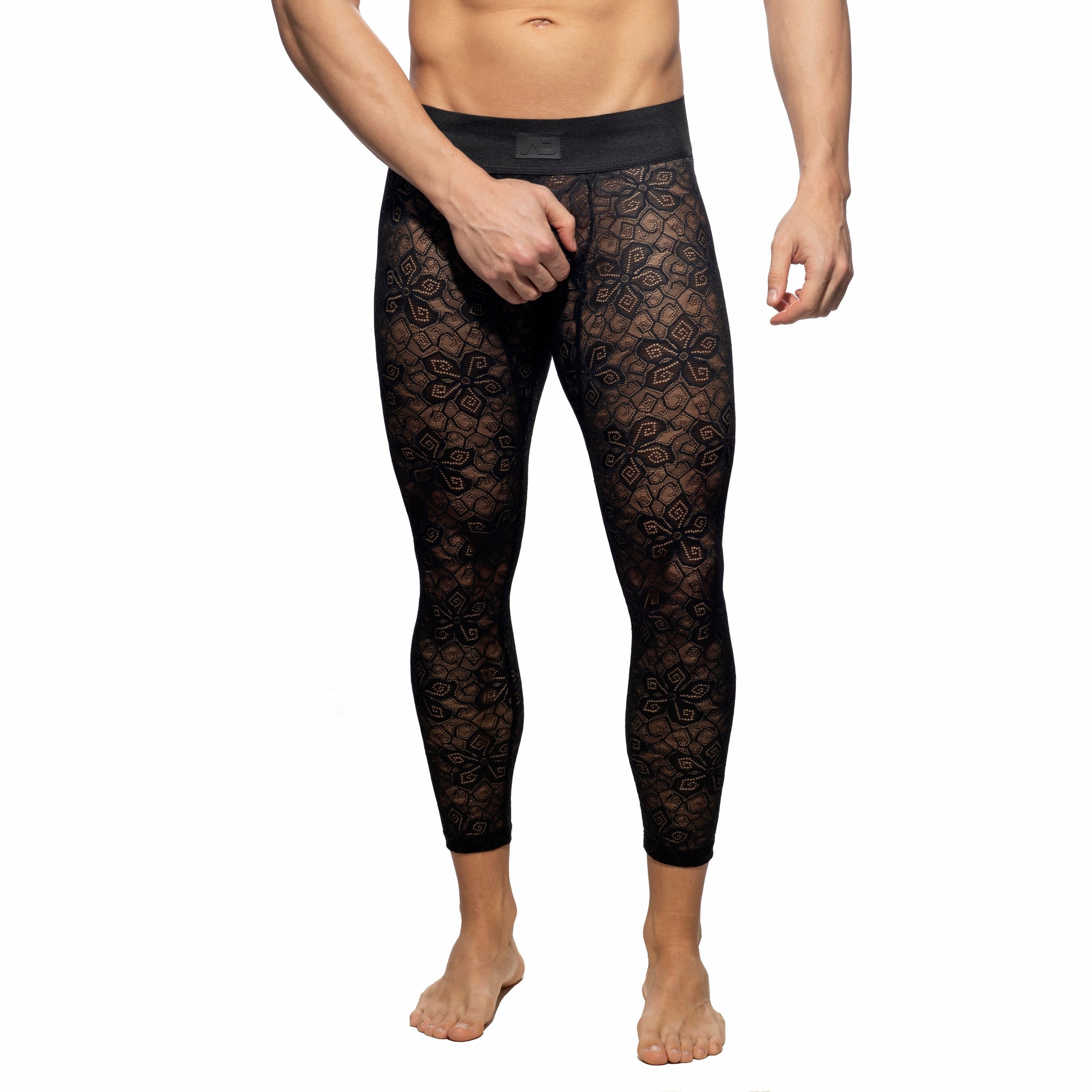 Addicted Flowery Lace Bottomless Long John Black AD1175