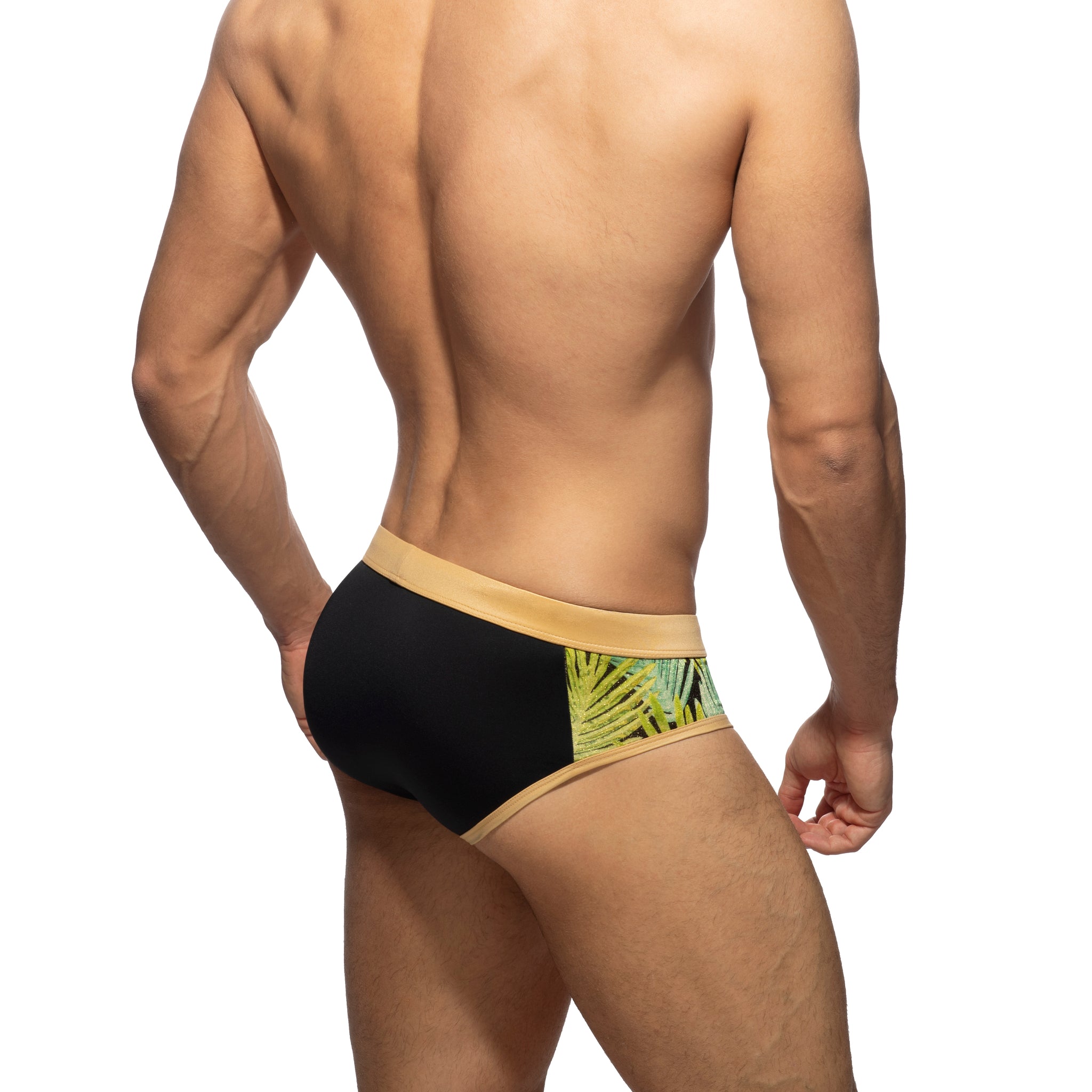 Addicted Side Leaves Swim Brief Black ADS331