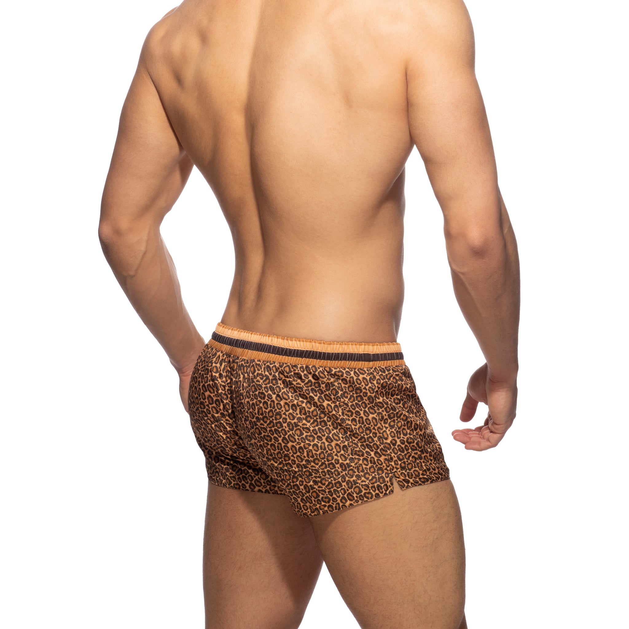 Addicted Leopard Stripes Swim Short Brown ADS290