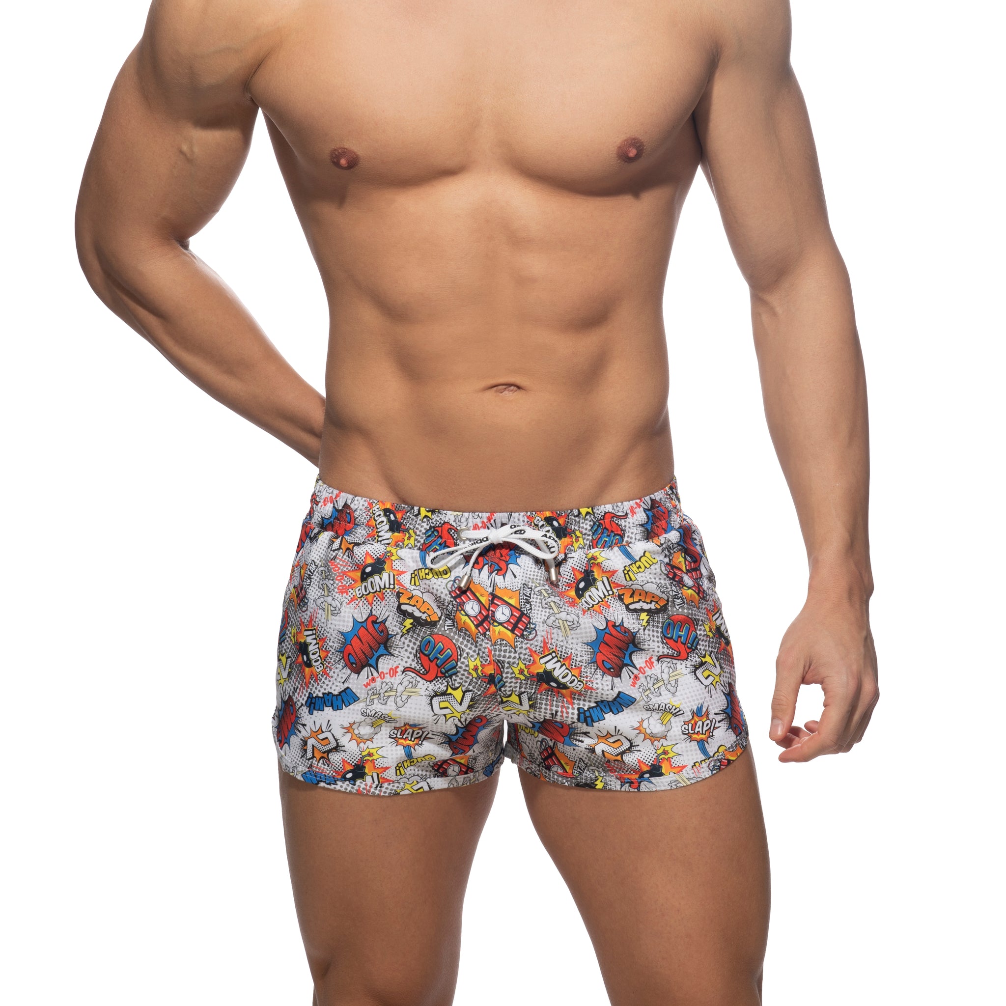 Addicted Comic Swim Shorts White ADS302