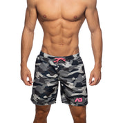 Addicted Camouflage Swim Long Short Grey Camouflage ADS095