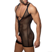 Addicted Mesh Wrestling Suit Black AD945