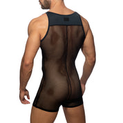 Addicted Mesh Wrestling Suit Black AD945