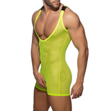 Addicted Mesh Wrestling Suit Neon Yellow AD945