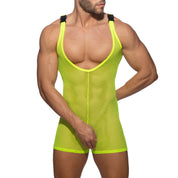 Addicted Mesh Wrestling Suit Neon Yellow AD945