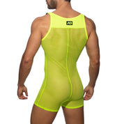 Addicted Mesh Wrestling Suit Neon Yellow AD945