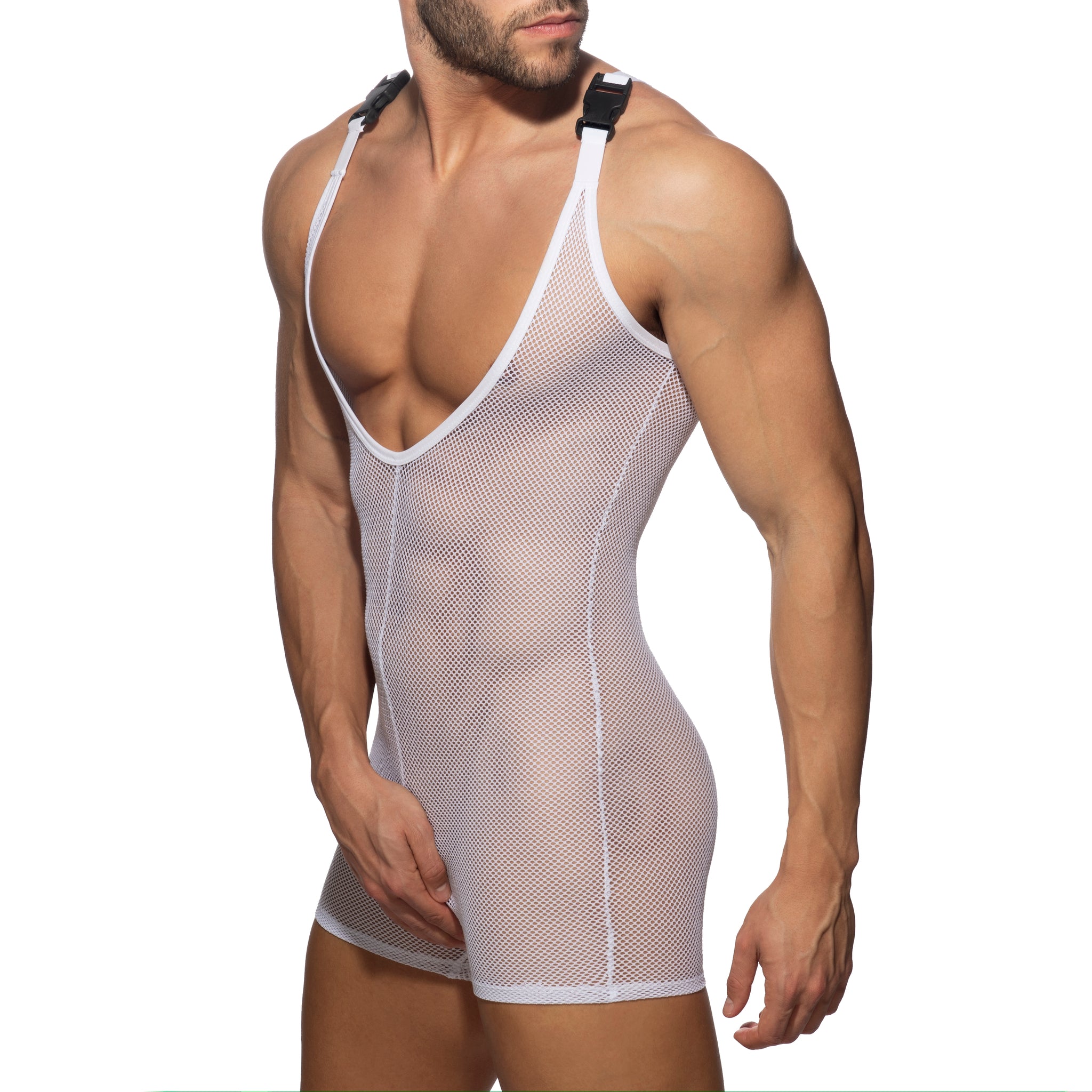 Addicted Mesh Wrestling Suit White AD945