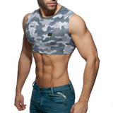 Addicted Sleeveless Camo Crop Top Grey Camouflage AD869