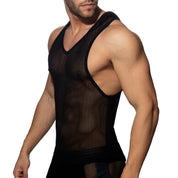 Addicted Mesh Sleeveless Hoody Black AD968