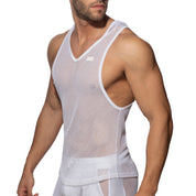 Addicted Mesh Sleeveless Hoody White AD968