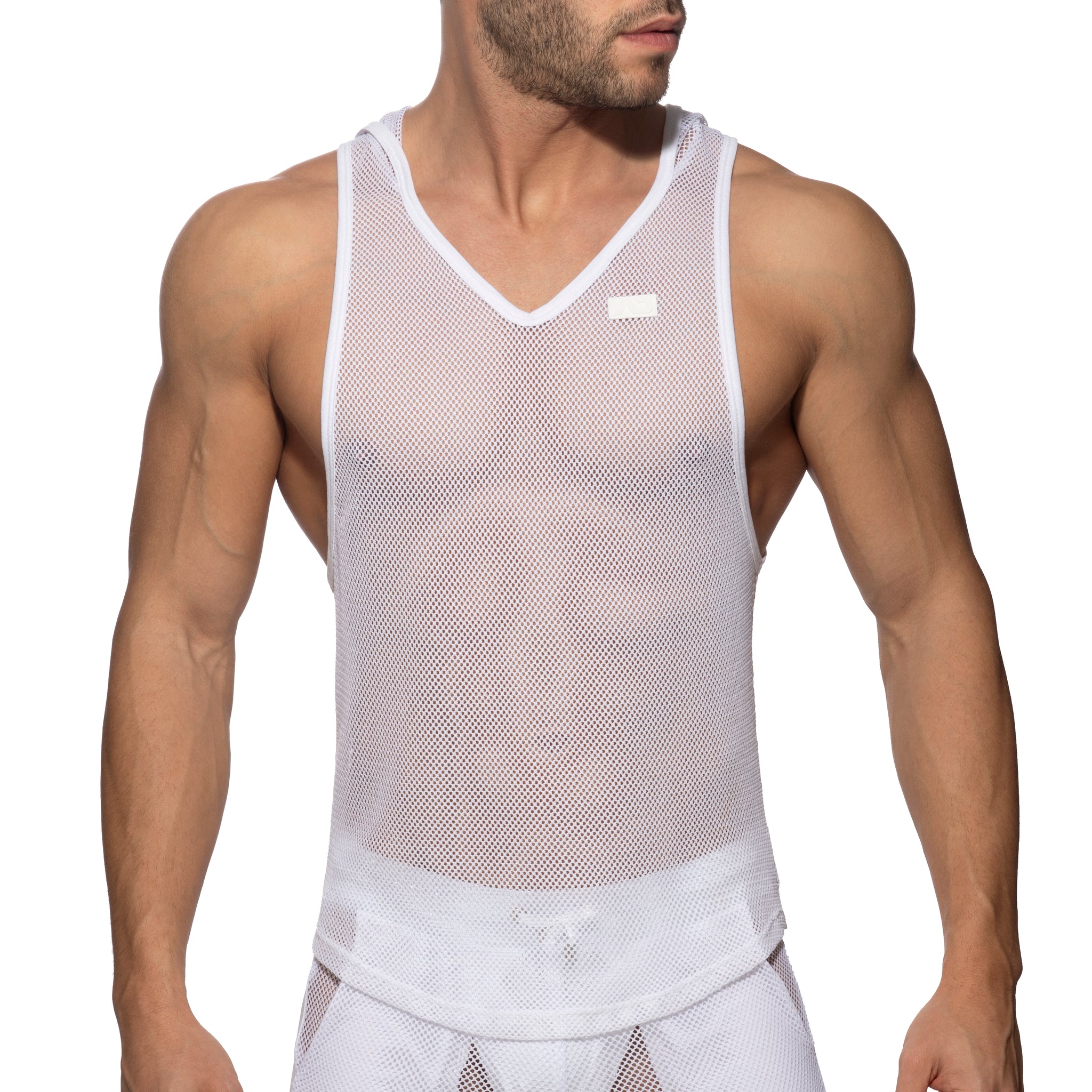 Addicted Mesh Sleeveless Hoody White AD968