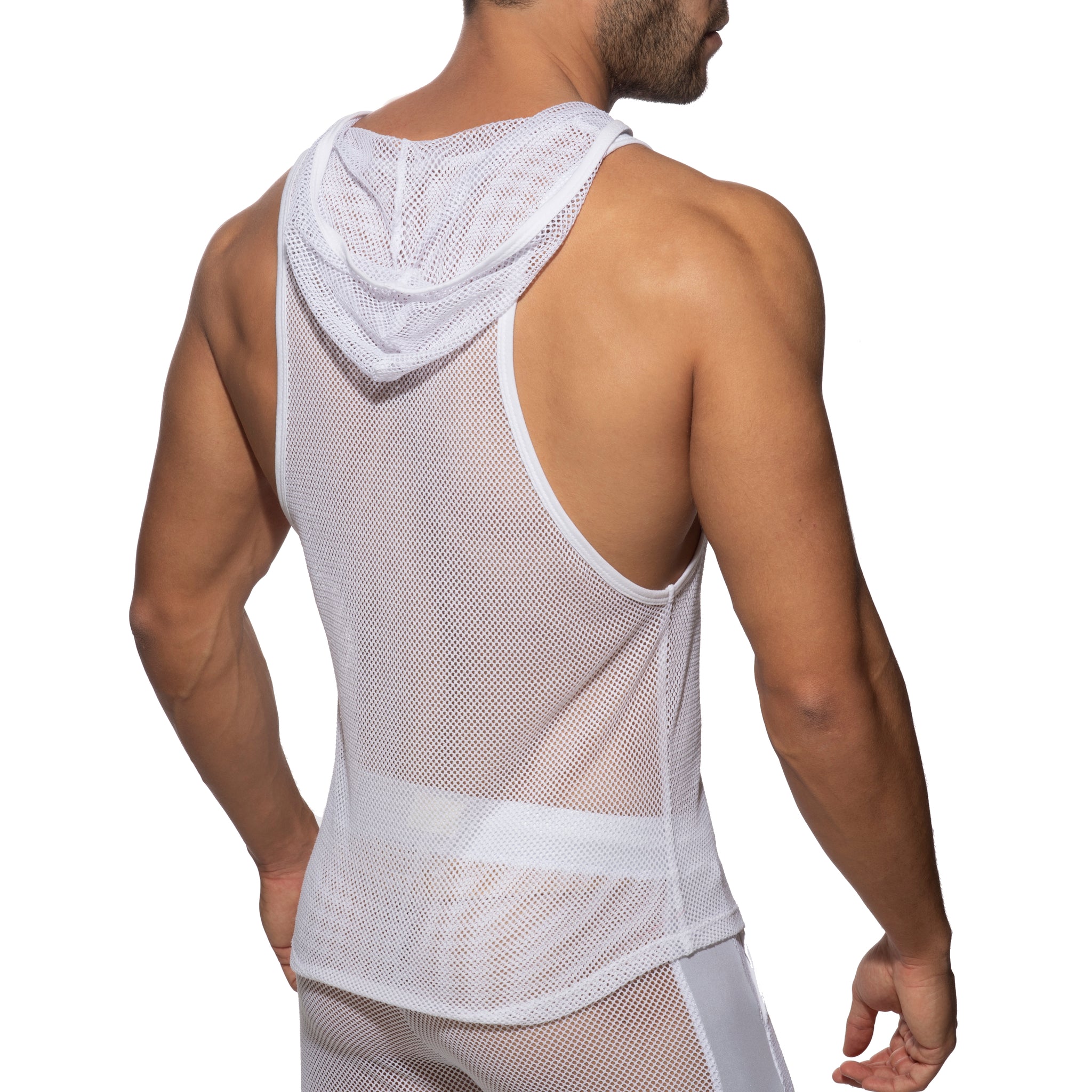 Addicted Mesh Sleeveless Hoody White AD968