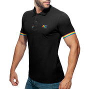 Addicted Rainbow Polo Shirt Black AD960