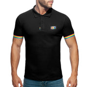 Addicted Rainbow Polo Shirt Black AD960