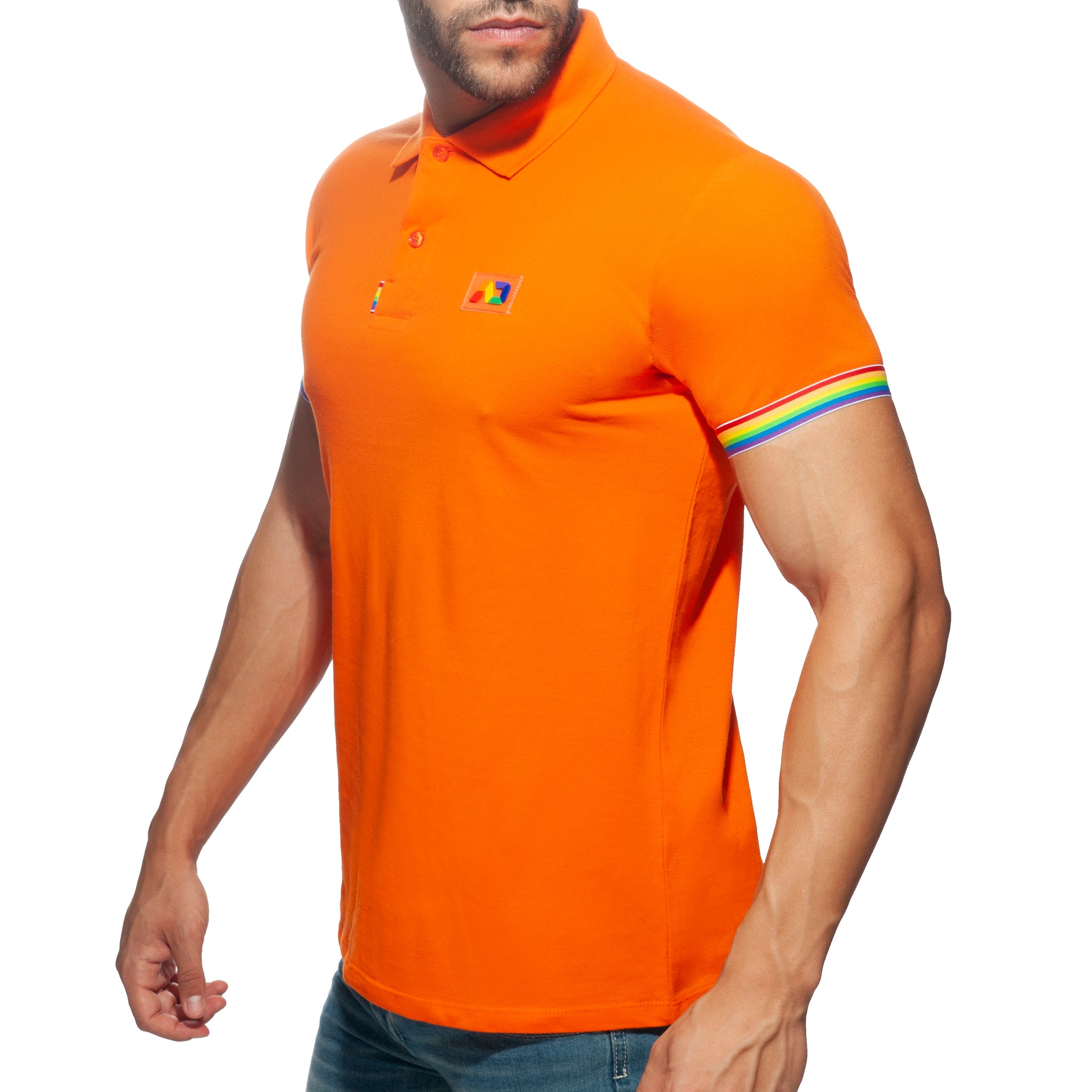 Addicted Rainbow Polo Shirt Orange AD960