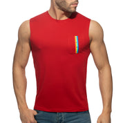 Addicted Rainbow Tape Tank Top Red AD992