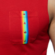 Addicted Rainbow Tape Tank Top Red AD992