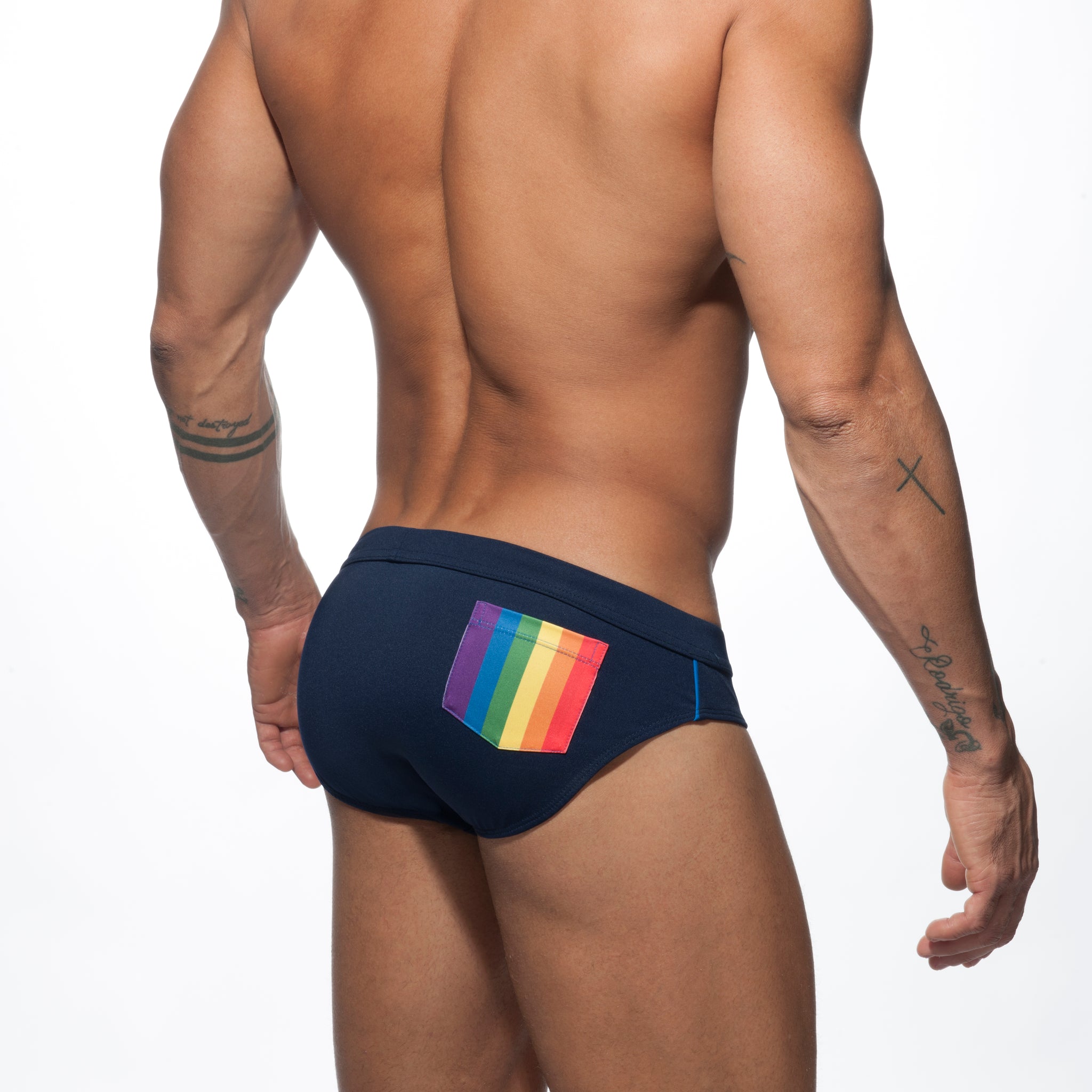 Addicted Rainbow Swim Brief Navy ADS195