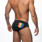 Addicted Rainbow Swim Brief Black ADS195