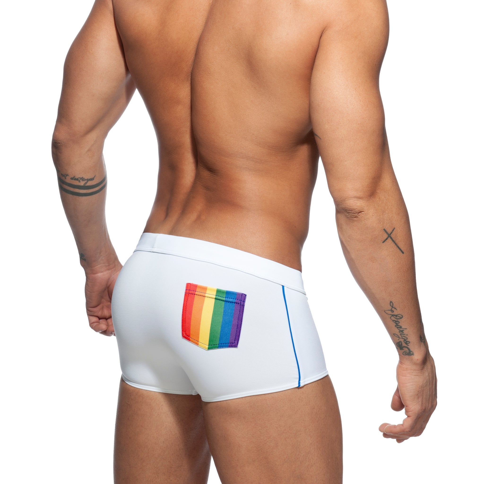 Addicted Rainbow Swim Trunk White ADS196