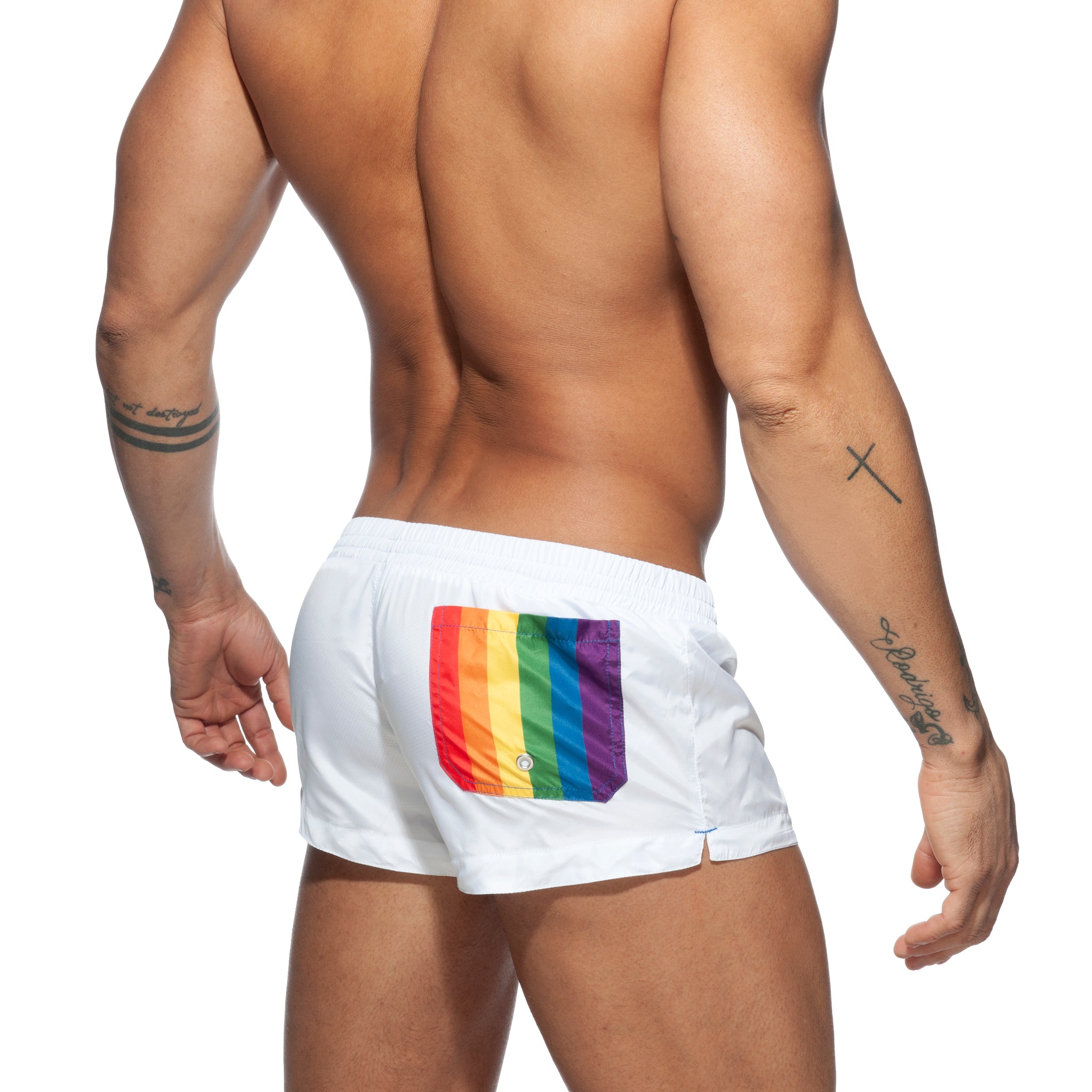 Addicted Rainbow Swim Short White ADS197