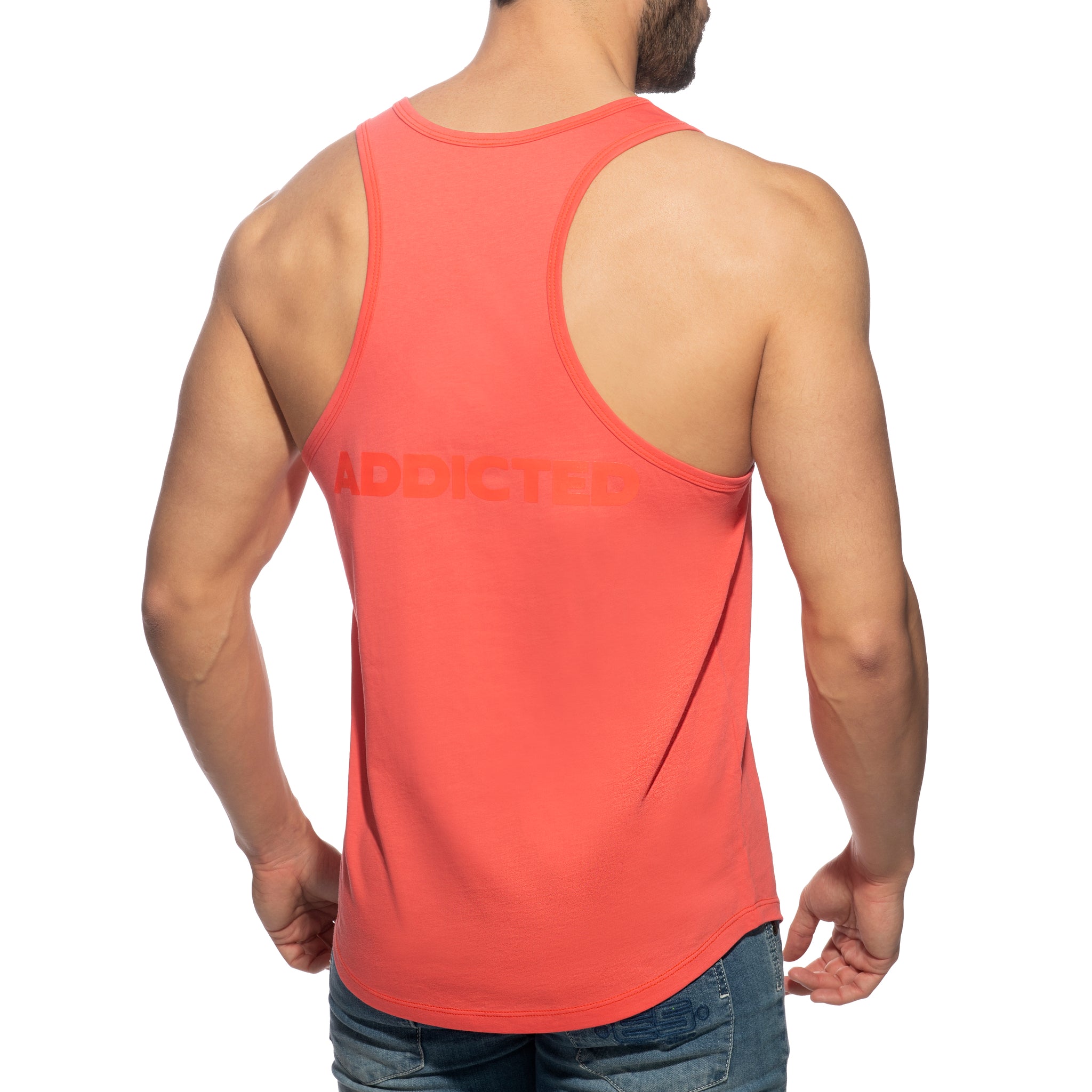 Addicted U-Neck Cotton Tank Top Coral AD997