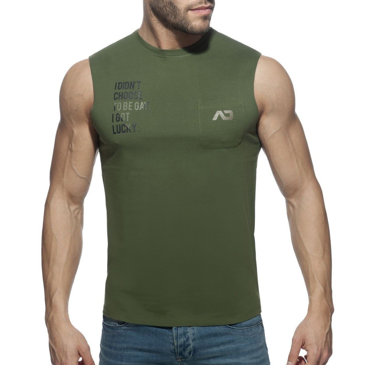 Addicted Proud 2 Be Gay Tanktop Khaki AD959