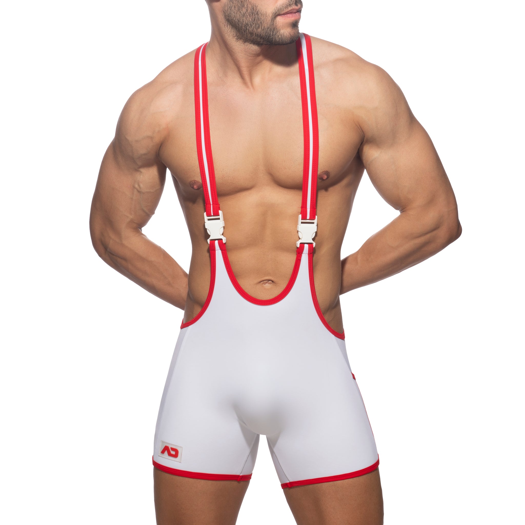 Addicted Rainbow Tape Wrestling Suit White ADS322