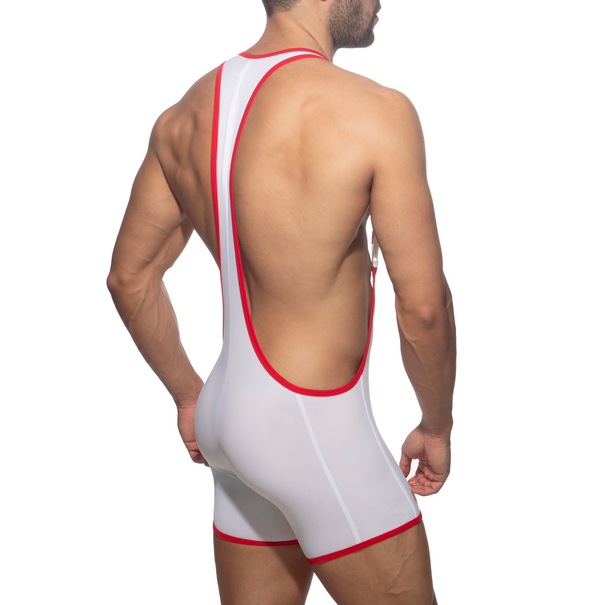 Addicted Rainbow Tape Wrestling Suit White ADS322