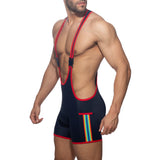Addicted Rainbow Tape Wrestling Suit Navy ADS322