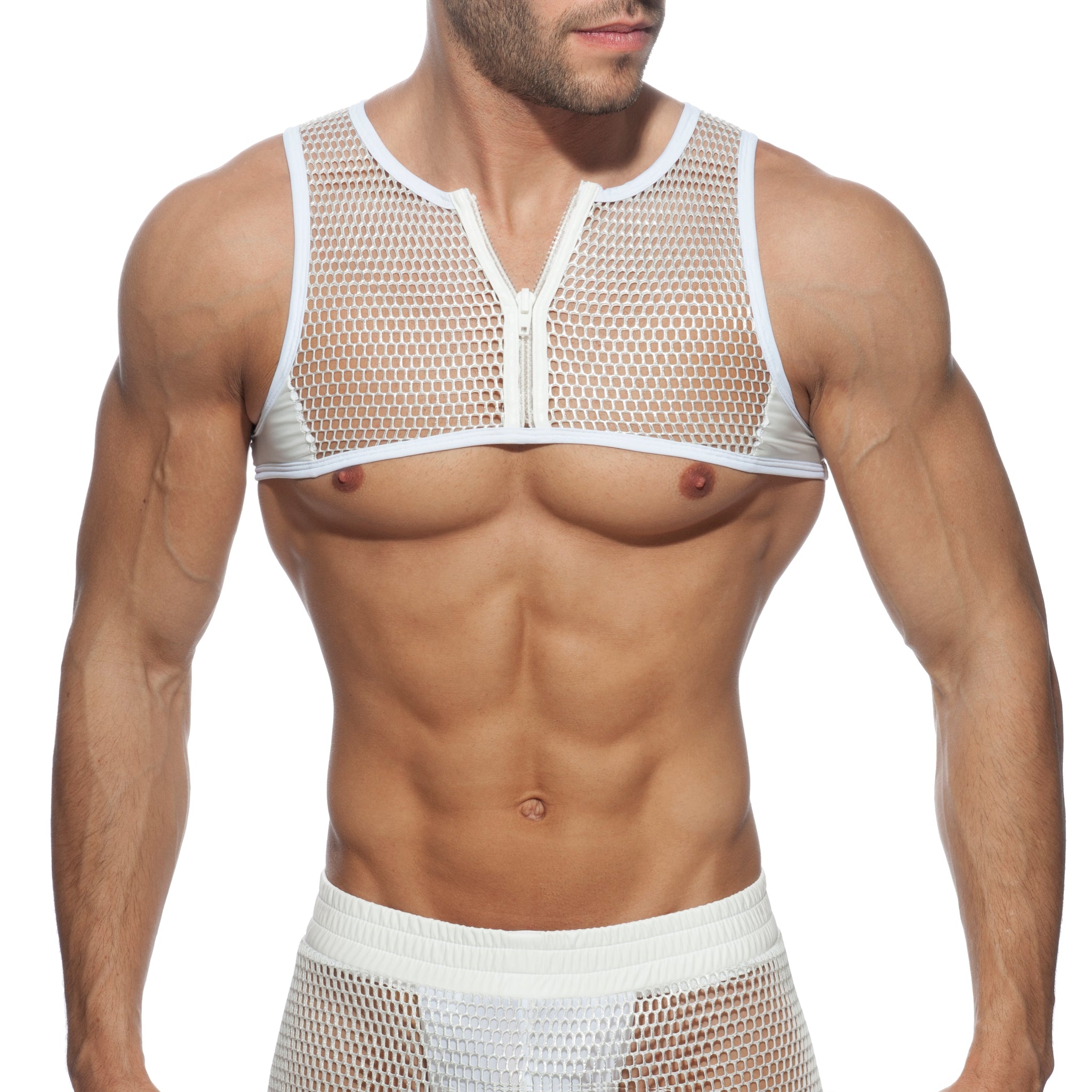 Addicted AD Party Zip Harness White AD854