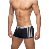 Addicted Black Striped Swim Trunk Silver ADS282