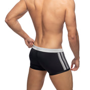 Addicted Black Striped Swim Trunk Silver ADS282