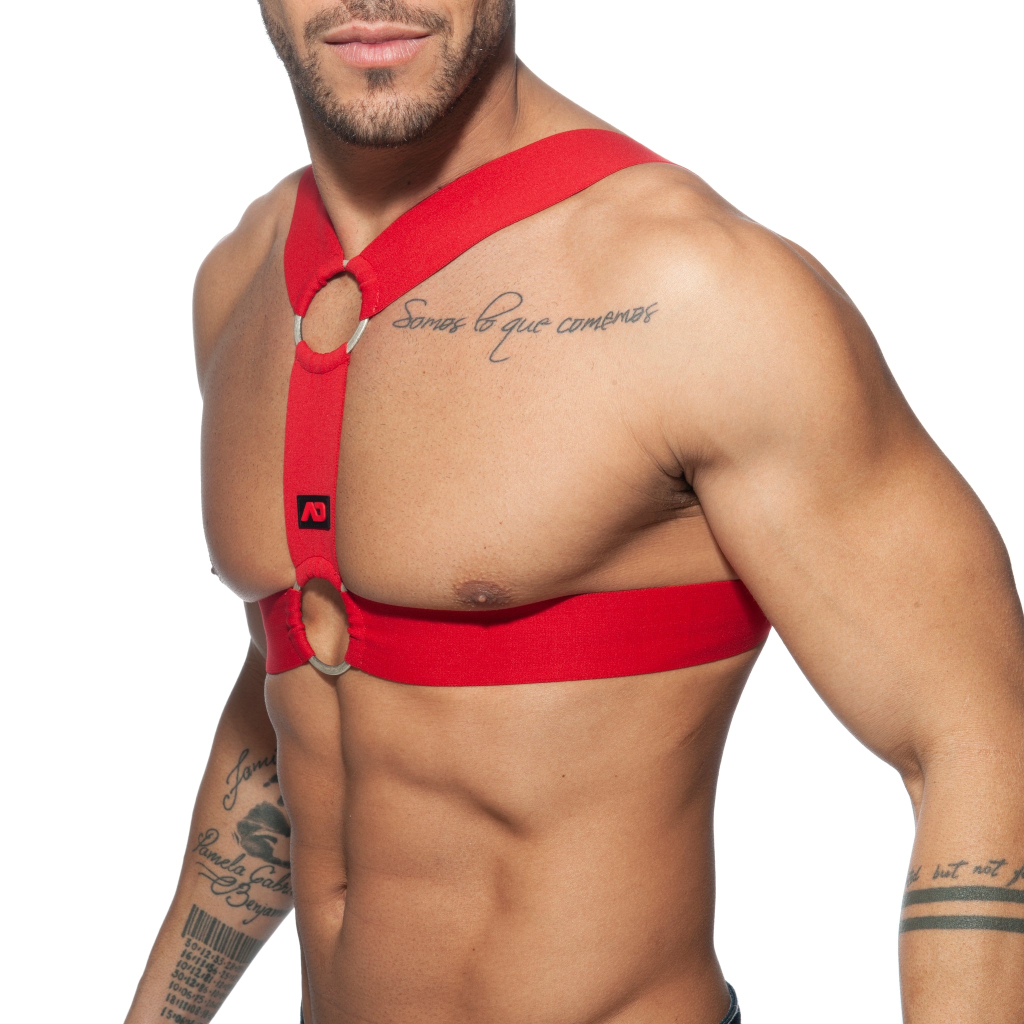 AD Fetish Double Ring Harness Red ADF116