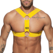 AD Fetish Double Ring Harness Yellow ADF116