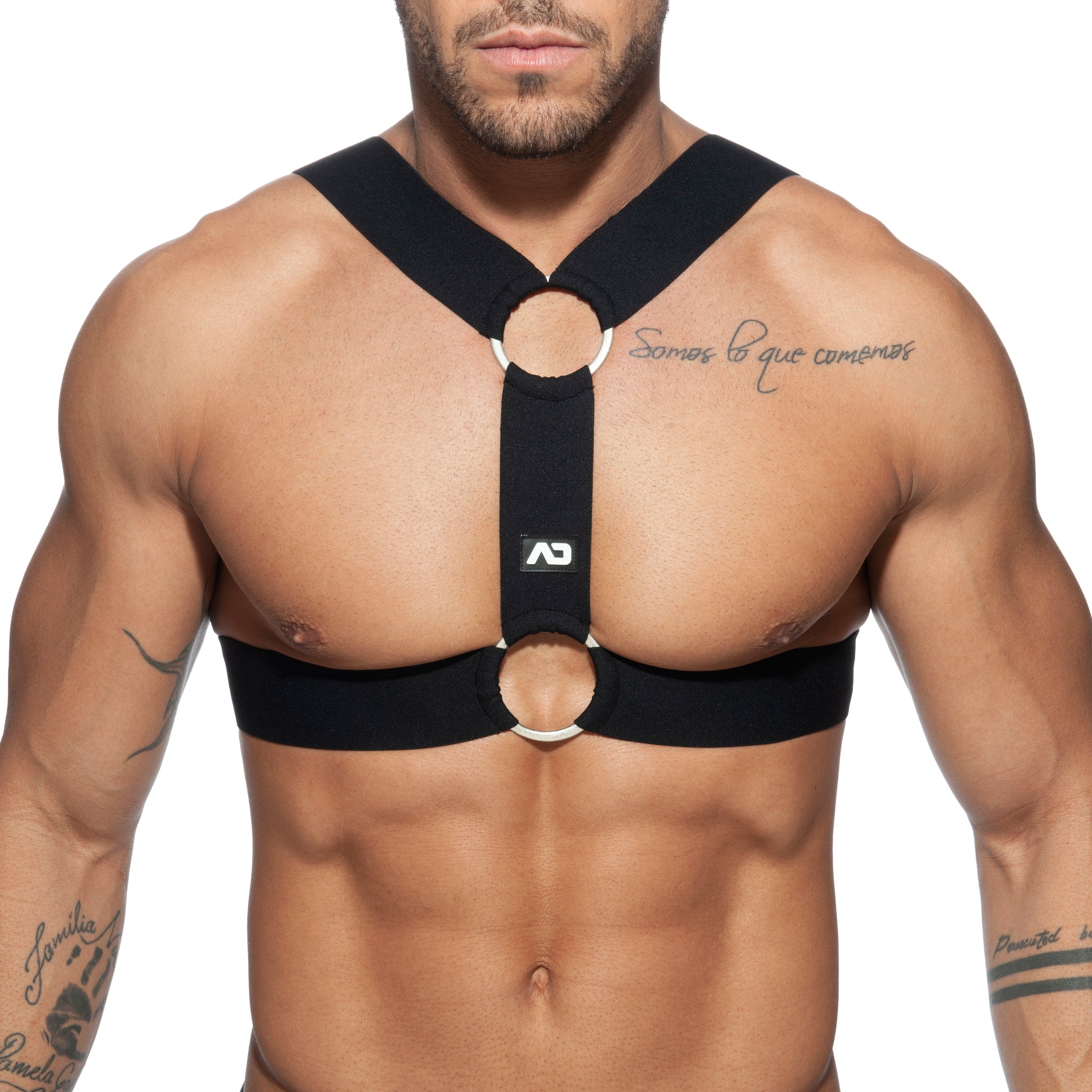 AD Fetish Double Ring Harness Black ADF116